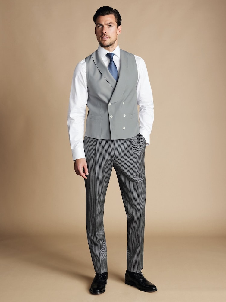 Charles Tyrwhitt Grey Adjustable Fit Morning V2 Suit: Waistcoat - Image 2 of 5