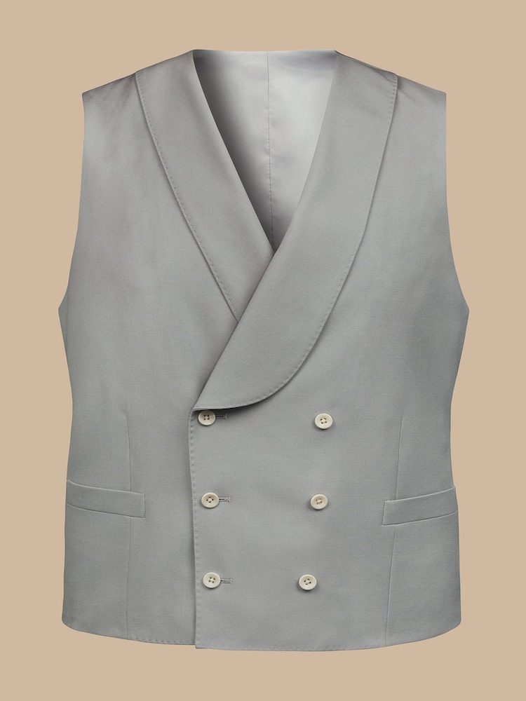 Charles Tyrwhitt Grey Adjustable Fit Morning V2 Suit: Waistcoat - Image 5 of 5