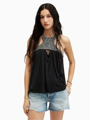 AllSaints Black Arizona Emb Top - Image 1 of 7