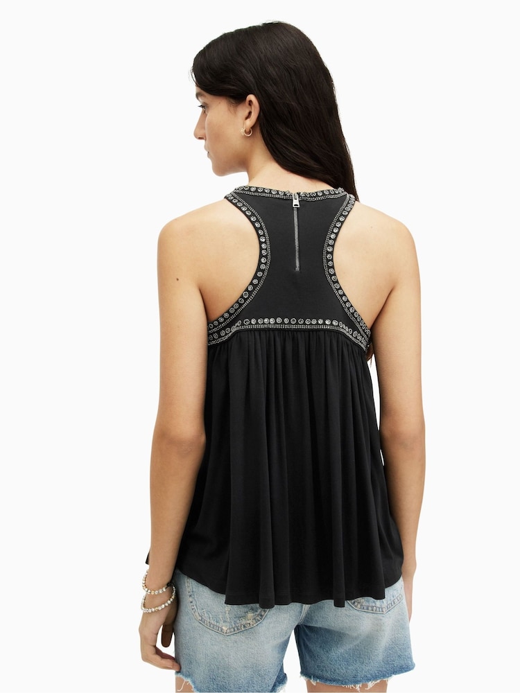 AllSaints Black Arizona Emb Top - Image 2 of 7