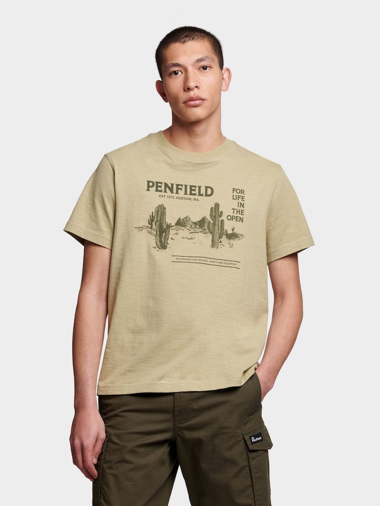 Penfield Green Mens Relaxed Fit Reverence Print 100% Cotton T-Shirt - Image 1 of 8