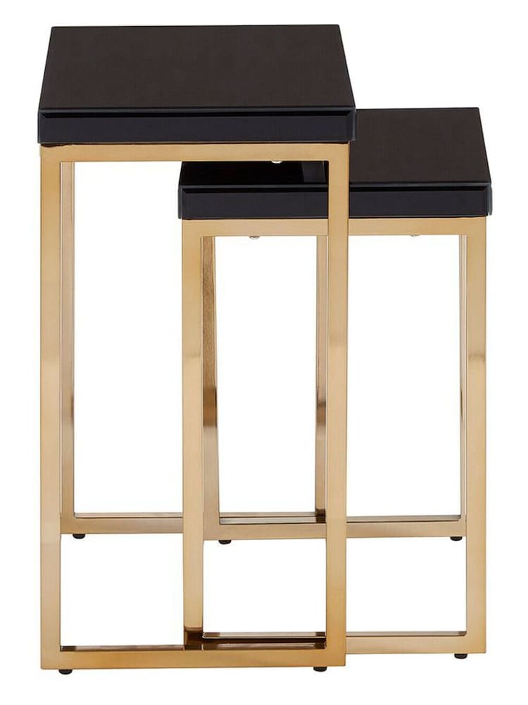 Interiors by Premier Set of 2 Black Gold Kensington Townhouse Nesting Tables - Image 4 of 4 Interiors by Premier Set of 2 Black Gold Kensington Townhouse Nesting Tables - Image 4 of 4