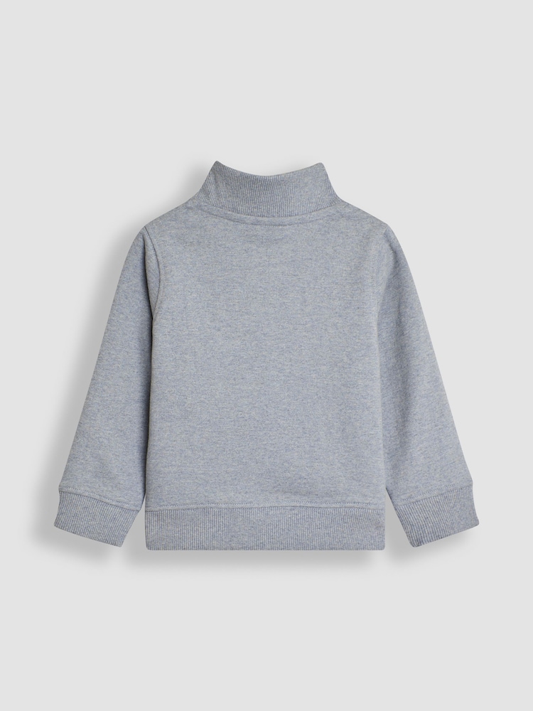 JoJo Maman Bébé Blue Safari Jeep Appliqué Half Zip Sweatshirt - Image 2 of 3