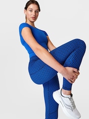 Sweaty Betty Blue Apex Geo Print Full Length Power Workout Leggings - Image 4 of 9