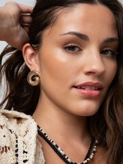 Aela Gold Tone Swirl Stud Earrings - Image 3 of 3