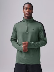 Khaki Green Active Gym Training Quarter Zip Neck - Image 1 of 7