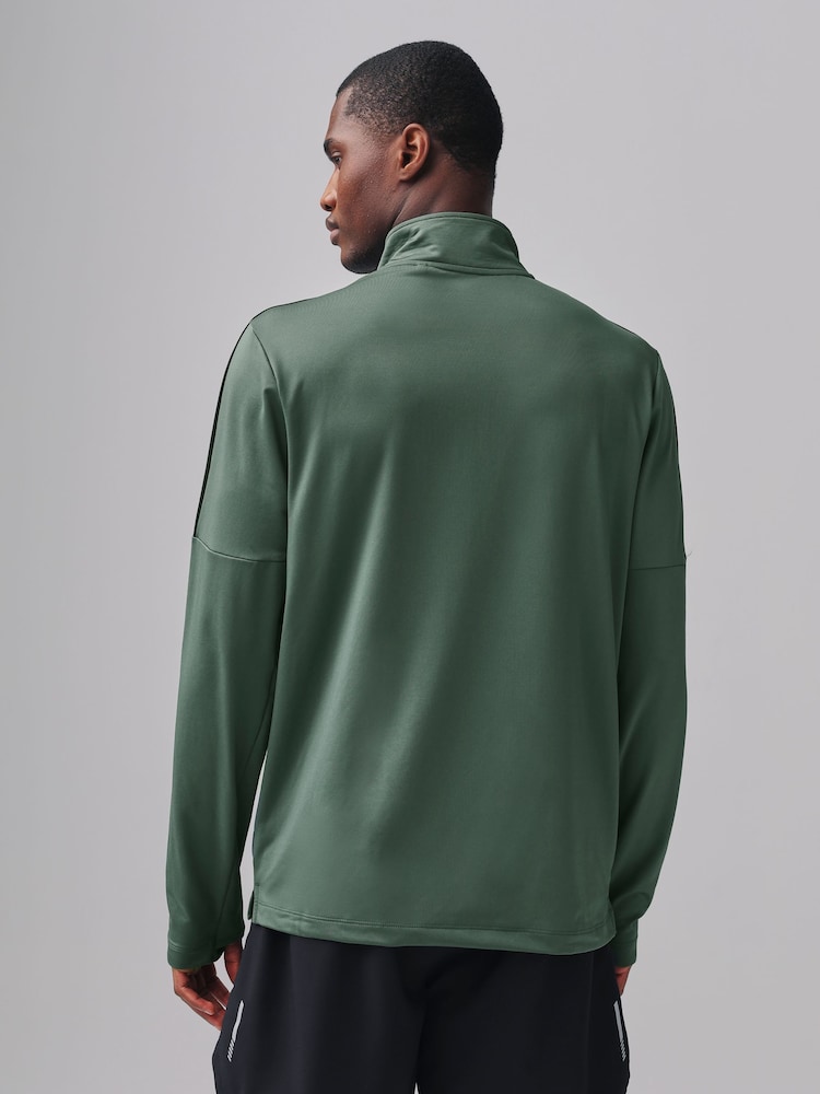 Khaki Green Active Gym Training Quarter Zip Neck - Image 2 of 7