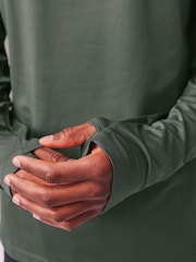 Khaki Green Active Gym Training Quarter Zip Neck - Image 3 of 7