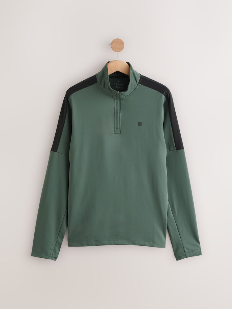 Khaki Green Active Gym Training Quarter Zip Neck - Image 5 of 7