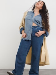 Simply Be Blue Bleach Wash 00s Wide Leg Jeans - Image 2 of 4