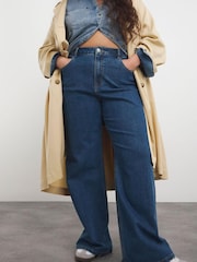 Simply Be Blue Bleach Wash 00s Wide Leg Jeans - Image 4 of 4