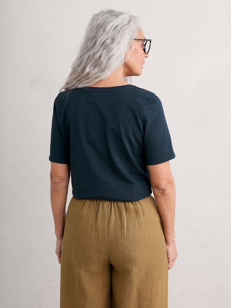 Seasalt Cornwall Blue Burdock T-Shirt - Image 2 of 5 Seasalt Cornwall Blue Burdock T-Shirt - Image 2 of 5