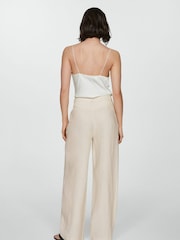 Mango Cream Linen Wideleg Trousers - Image 3 of 6