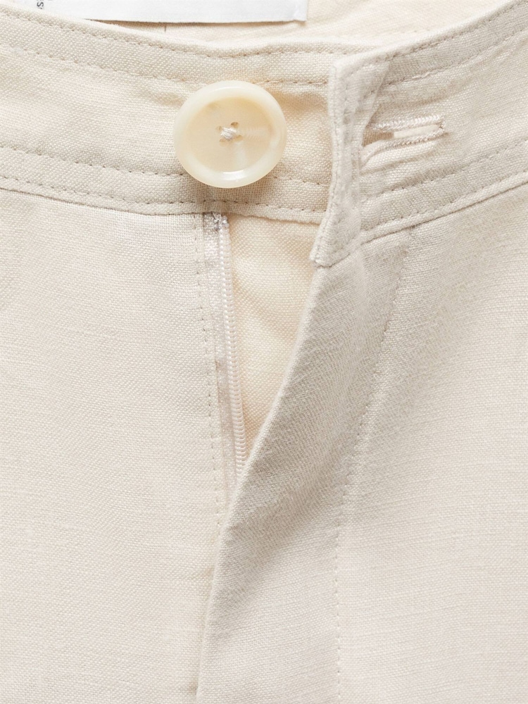 Mango Cream Linen Wideleg Trousers - Image 6 of 6