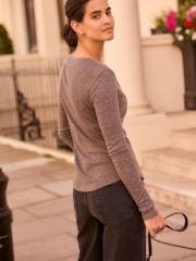 Grey Long Sleeve Sparkle Embellished Top - Image 4 of 5