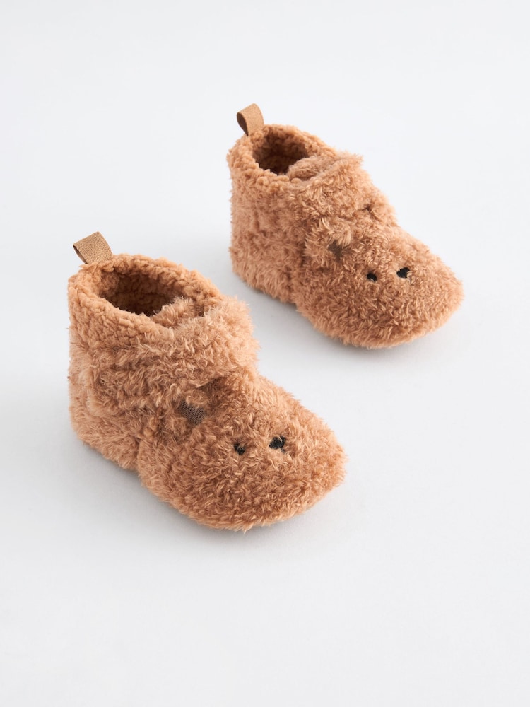 Neutral Brown Touch Fastening Character Baby Booties (0-2mths) - Image 1 of 5