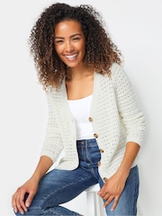 M&Co Ivory White Crochet Cardigan - Image 1 of 5