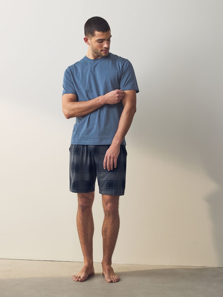 Noir/Bleu marine Carreaux - Ensemble de pyjamas Shorts 2 Lot - Image 3 of 13