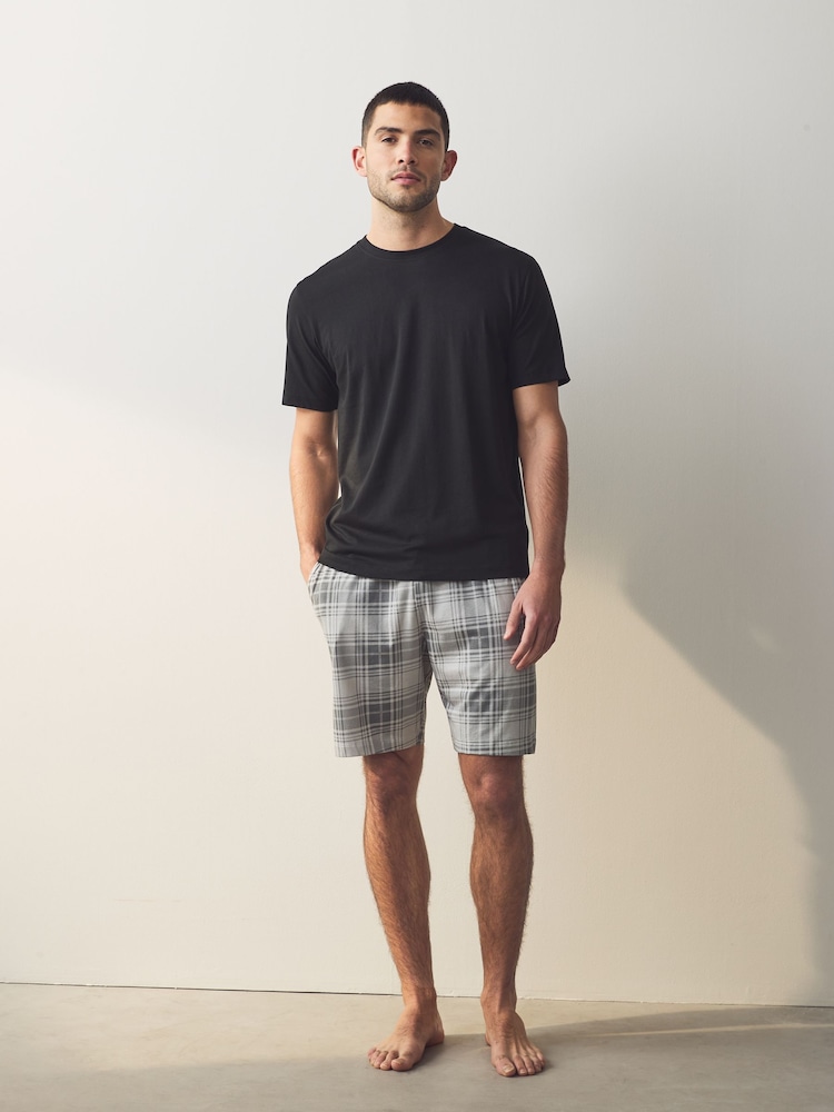 Noir/Bleu marine Carreaux - Ensemble de pyjamas Shorts 2 Lot - Image 4 of 13