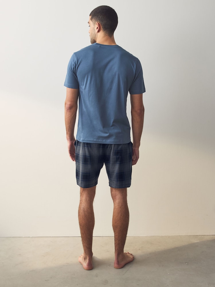 Noir/Bleu marine Carreaux - Ensemble de pyjamas Shorts 2 Lot - Image 5 of 13