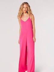 Apricot Pink Modal Palazzo Jersey Jumpsuit - Image 1 of 5