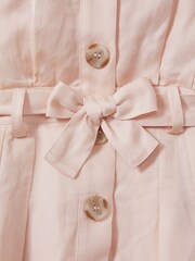 Reiss Pink Milena 4-9 yrs Viscose-Linen Belted Collared Dress - Image 5 of 5