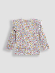 JoJo Maman Bébé Floral and Stripe Frill Tops 2 Pack - Bild 2 von 5