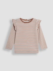 JoJo Maman Bébé Floral and Stripe Frill Tops 2 Pack - Bild 4 von 5