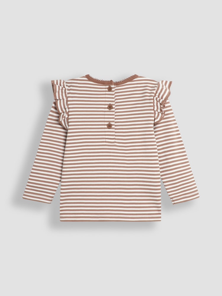 JoJo Maman Bébé Mustard Yellow Floral and Stripe Frill Tops 2 Pack - Image 5 of 5 JoJo Maman Bébé Mustard Yellow Floral and Stripe Frill Tops 2 Pack - Image 5 of 5