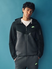 Nike Black/Green Tech Fleece Zip Up Hoodie - Image 1 of 6