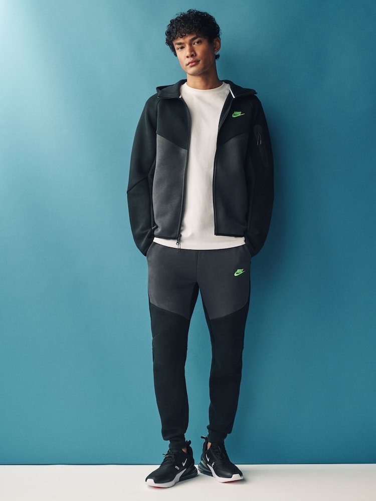 Nike Black/Green Tech Fleece Zip Up Hoodie - Image 2 of 6