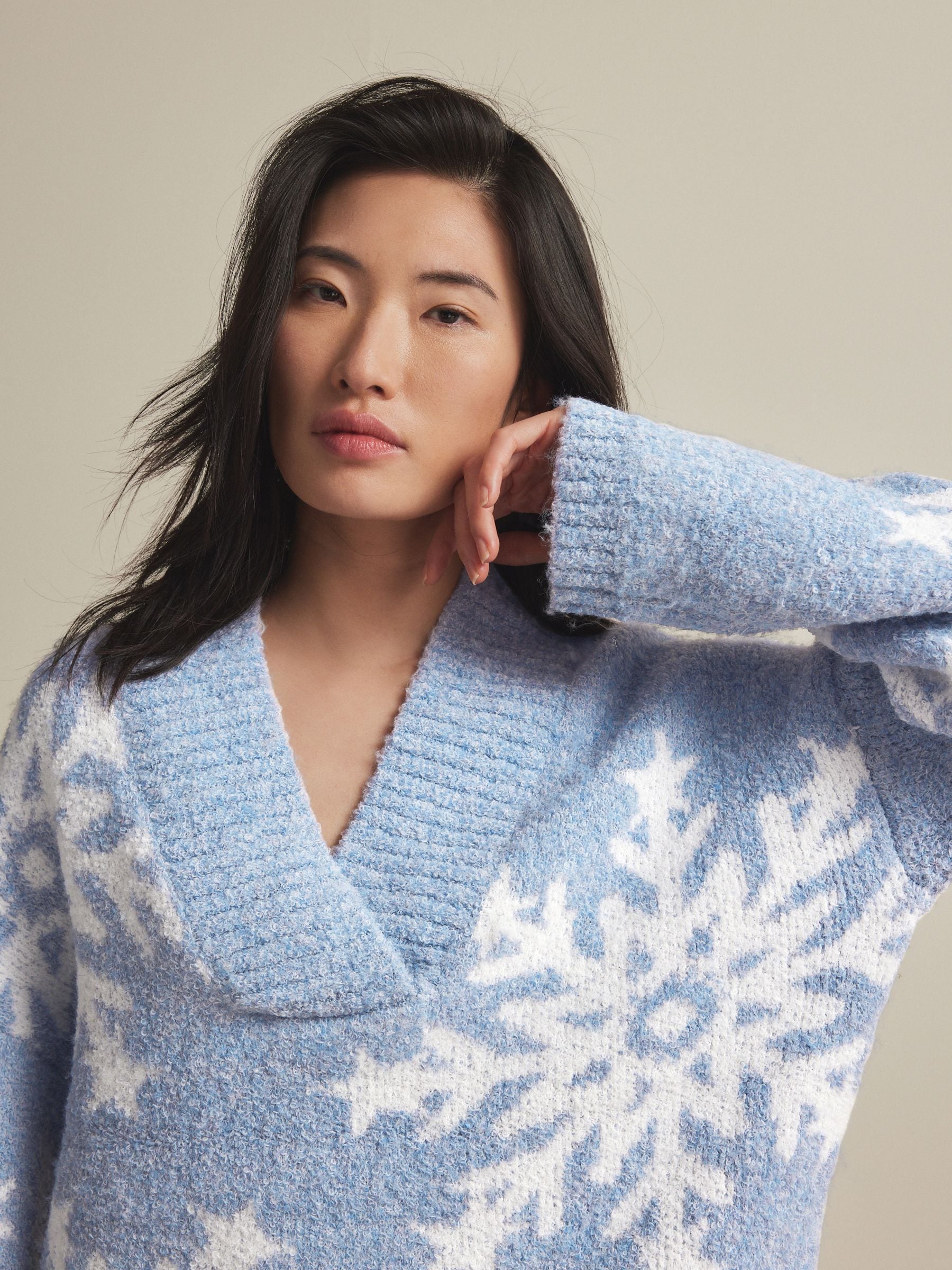 Buy Blue Snowflake Boucle Knitted Christmas Jumper from Next