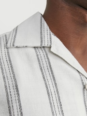 JACK & JONES White 100% Cotton Stripe Print Revere Collar Short Sleeve Shirt - Image 5 of 6