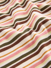 Green/Ecru Stripe Long Sleeve Double Collar Henley Top - Image 6 of 6