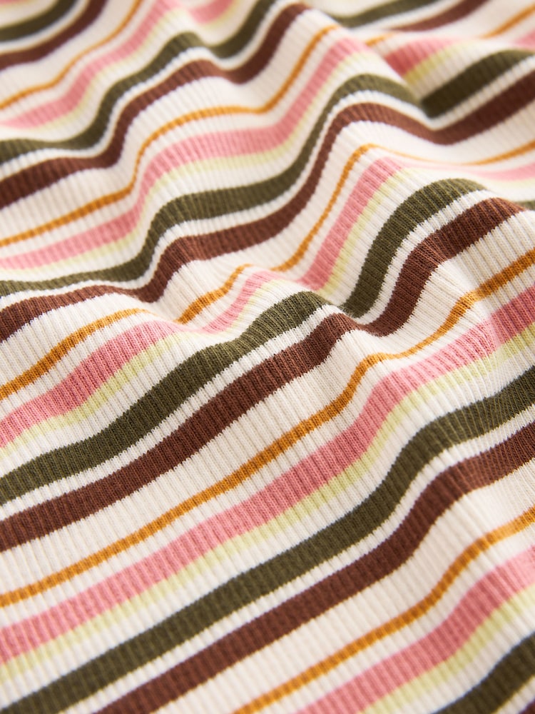 Green/Ecru Stripe Long Sleeve Double Collar Henley Top - Image 6 of 6