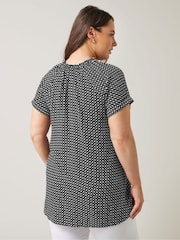 Schwarz - Evans Curve Dot Print Tie Neck Blouse - Bild 3 von 5