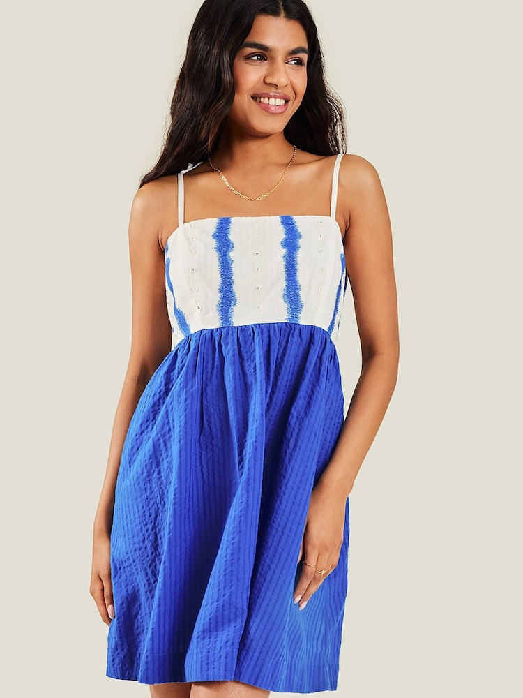Accessorize Blue Mini Tie Shoulder Dress - Image 1 of 4