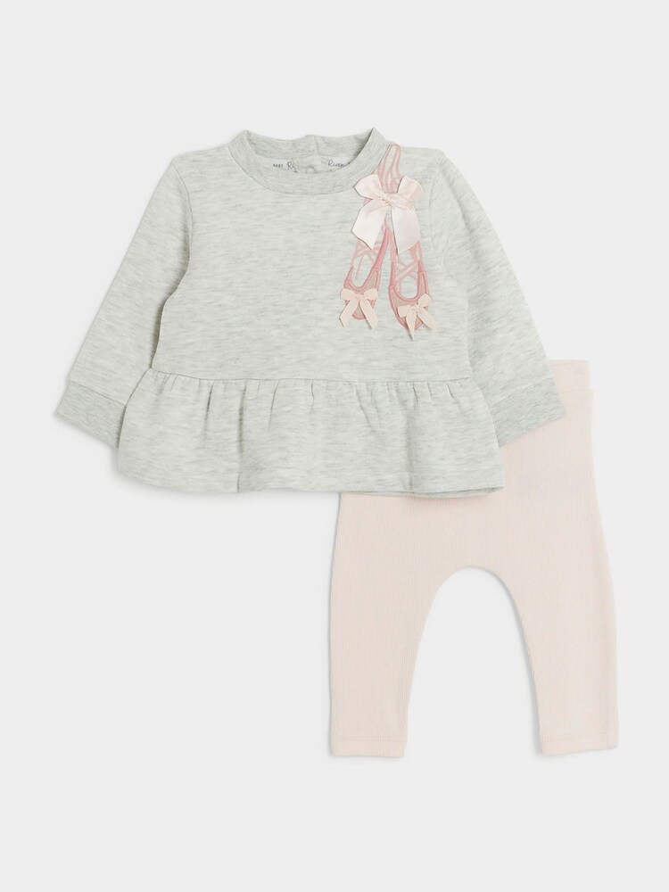 River Island Sweatshirt-Set für Baby-Mädchen "Ballett" mit Schößchen 100 % Baumwolle - Bild 1 von 5