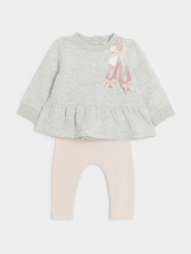 River Island Sweatshirt-Set für Baby-Mädchen "Ballett" mit Schößchen 100 % Baumwolle - Bild 5 von 5