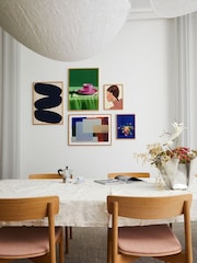 Paper Collective Beige Solid Shapes 01 Framed Wall Art Print in Natural Oak Frame - Image 3 of 4
