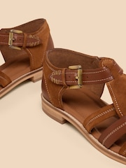 White Stuff Brown Floral Leather Fisherman Sandals - Image 4 of 4