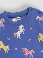 JoJo Maman Bébé Cornflower Unicorn Sweatshirt and Joggers Set - Image 7 of 8