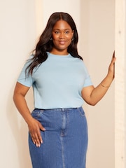 Curves Like These Blue Crew Neck T-Shirt - Image 1 of 4