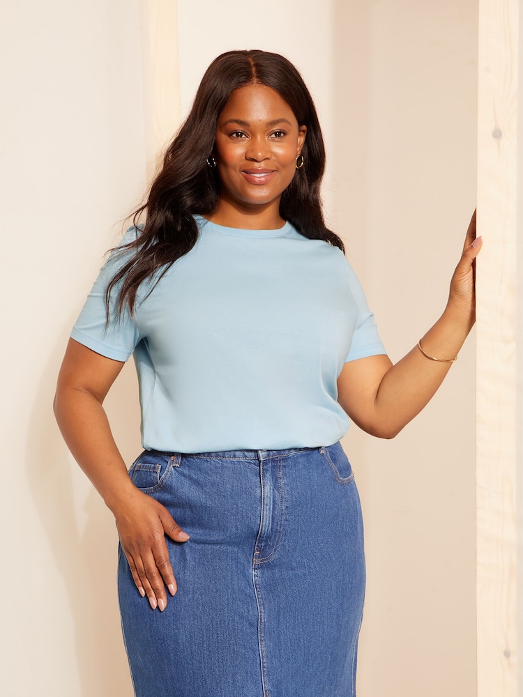 Curves Like These Blue Crew Neck T-Shirt - Image 1 of 4