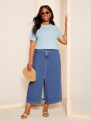 Curves Like These Blue Crew Neck T-Shirt - Image 3 of 4