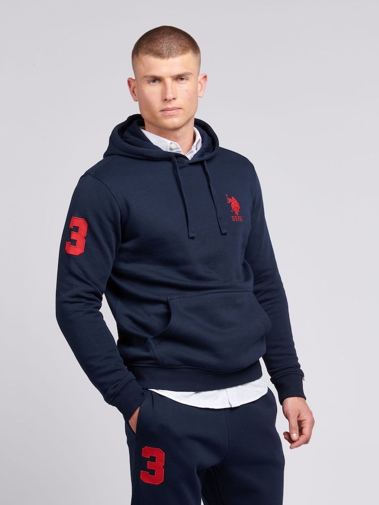 U.S. Polo Assn. Blue Mens Classic Fit Player 3 100% Cotton Hoodie - Image 1 of 6