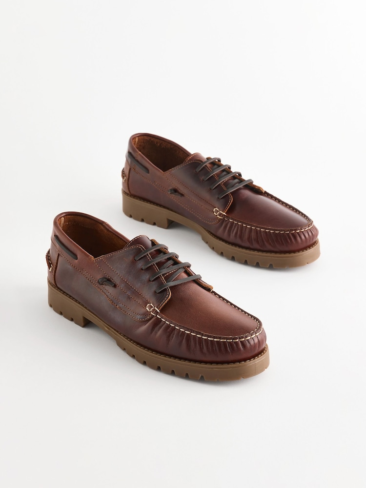 Chestnut Brown Leather Boat Shoes - Image 1 of 4