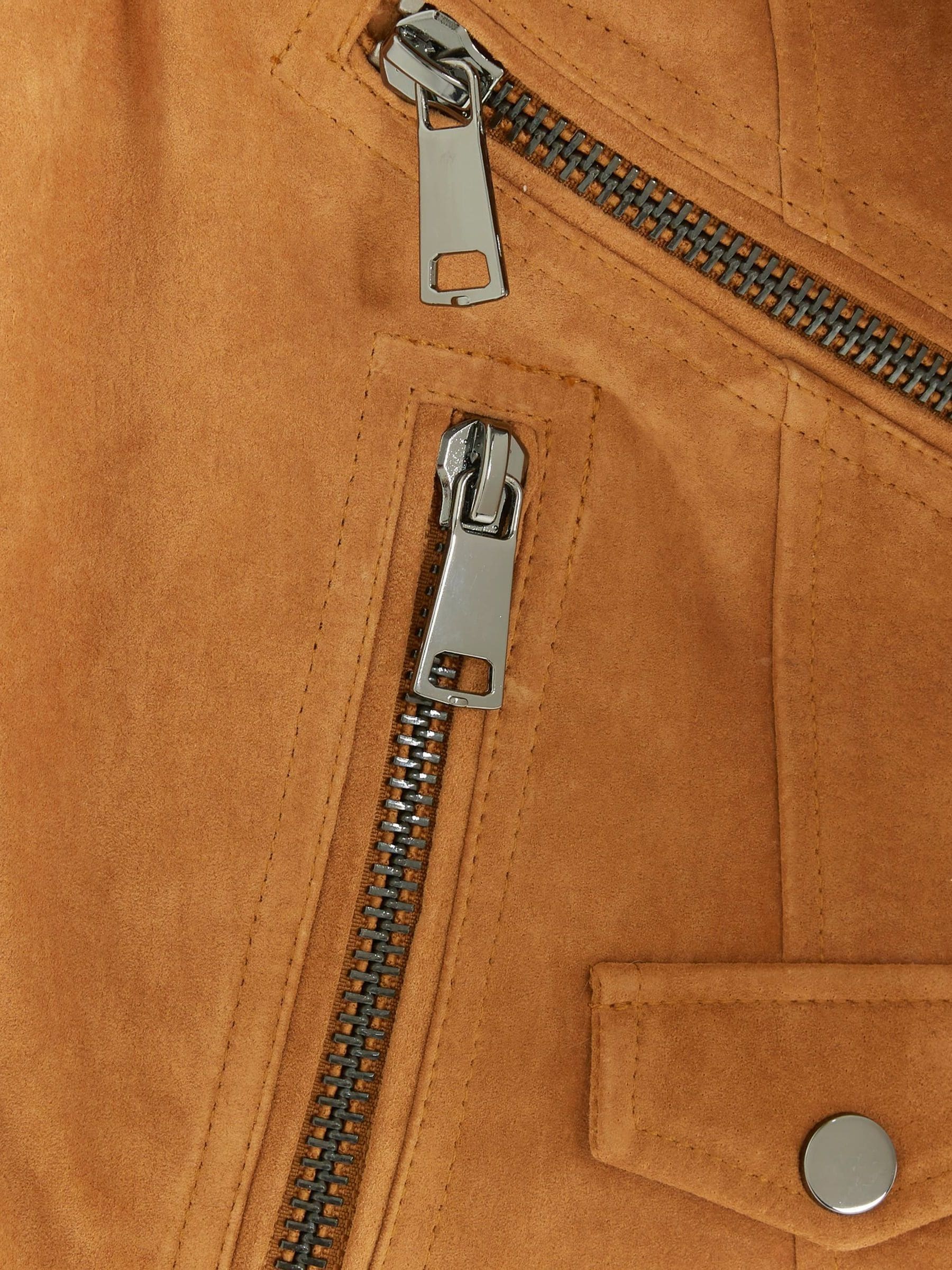 Buy River Island Brown Suede Zip Biker Jacket from Next United Arab Emirates