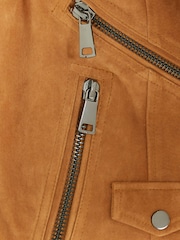River Island Brown Suede Zip Biker Jacket - Image 4 of 4