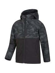 Mountain Warehouse Black Kids Exodus Camo Yoke Water Resistant Softshell - Image 3 of 5